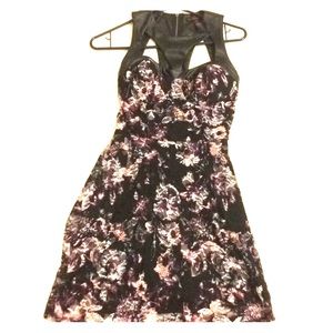 Sheer Floral and Leather dress